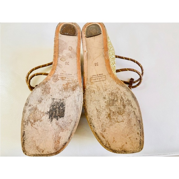 Marc Jacobs Brown Leather Gold glitter Sleep On Platform Sandals 6.5 - Picture 6 of 7